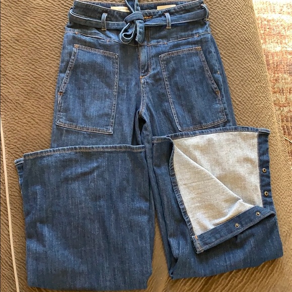 Pilcro and the Letterpress Denim - Pilcro Anthropologie wide leg high bell 70s retro